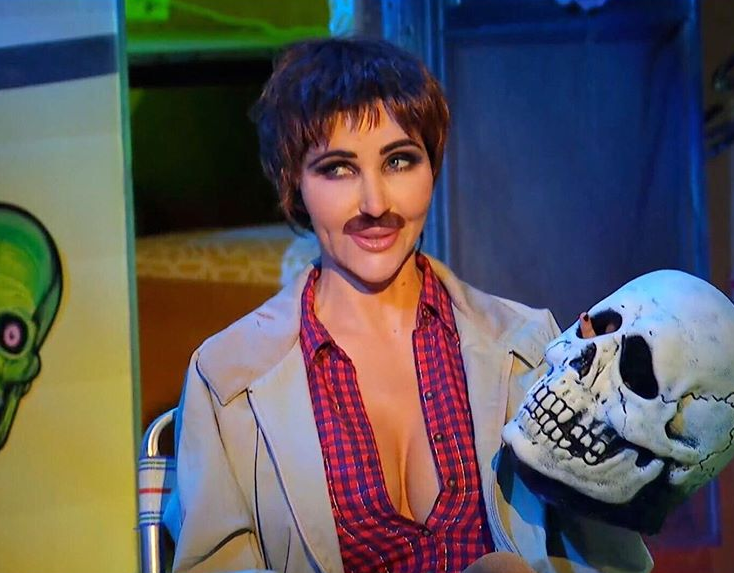 Diana Price dressed as Tom Atkins in Halloween III