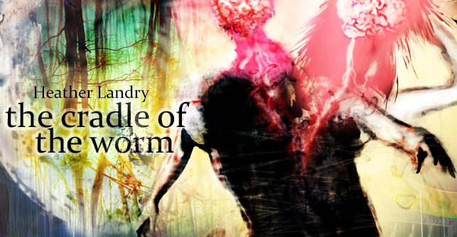a monstrous creature, half male half female, rears up against a lurid moon on this book cover teaser for cradle of the worm by sandpaperdaisy.