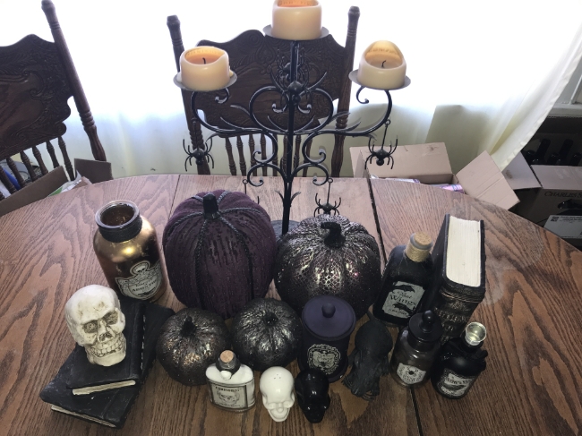 Aurora Smith's kitchen table, decorated with spooky delights