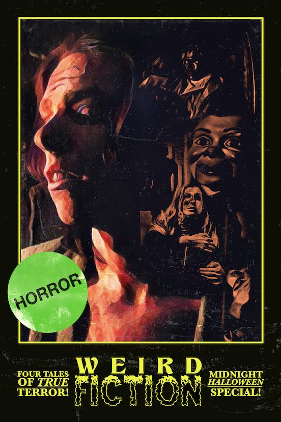 Weird Fiction movie poster with green horror sticker