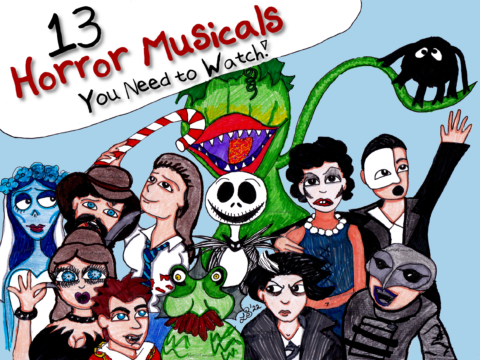 horror movie musical characters lauren spear littlezotz illustration title card