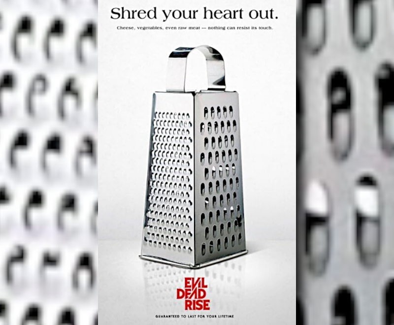 Evil Dead Rise cheese grater poster