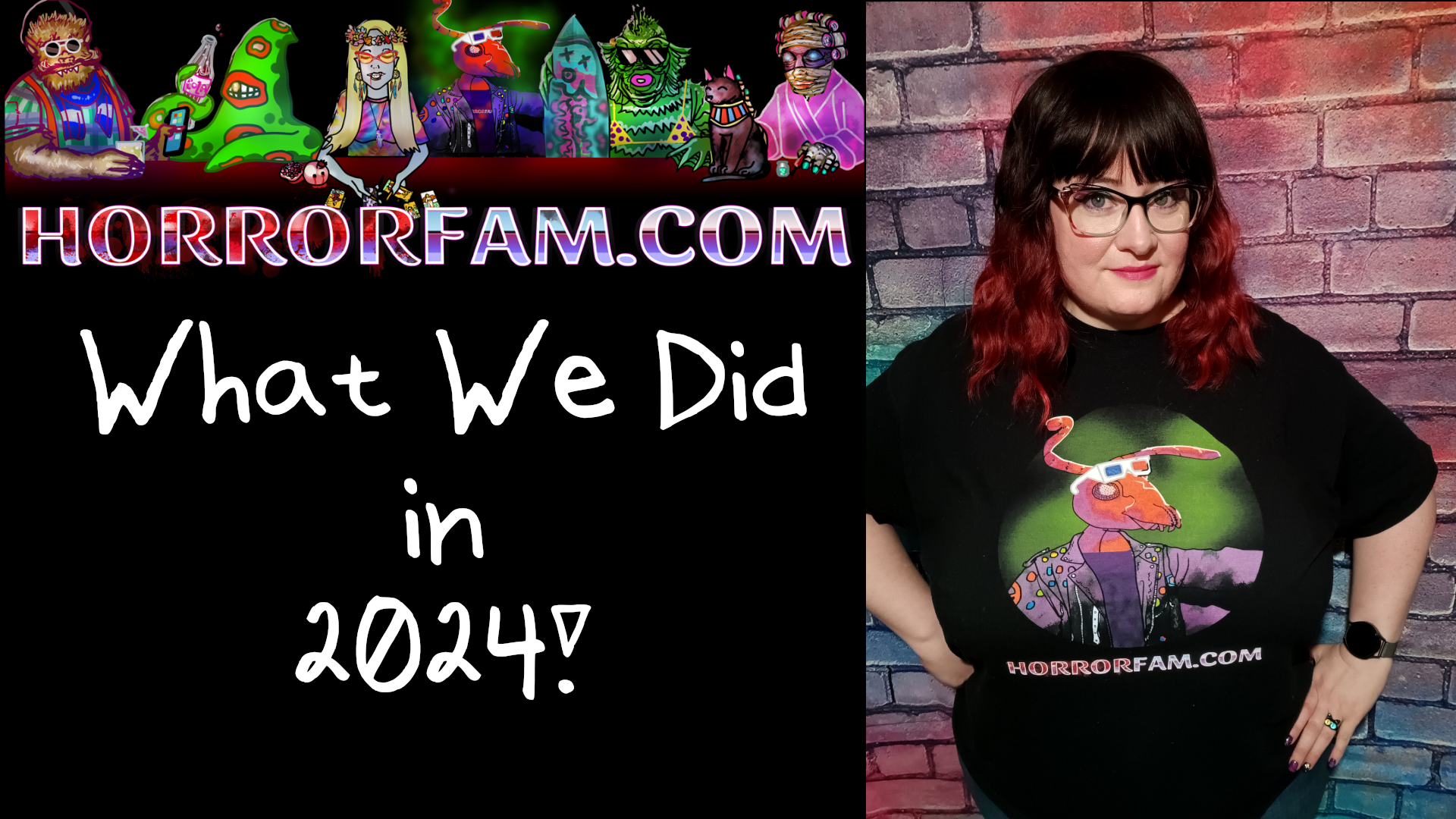 Lauren Spear of HorrorFam.com with text that says "HorrorFam.com - What We Did in 2024!"
