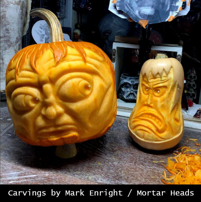 Mark Enright pumpkin carving Mortar Heads