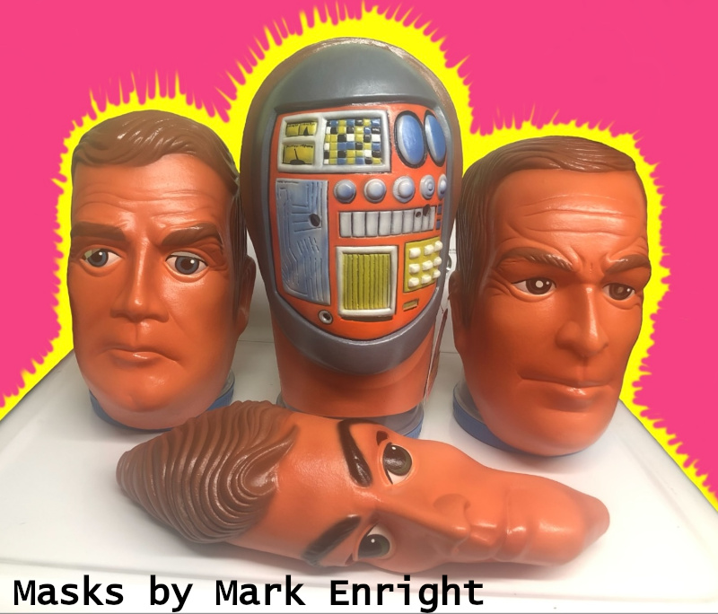 Six Million Dollar Man masks by Mark Enright Mortar Heads