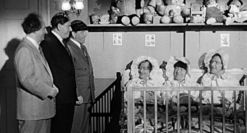 The Stooges as Babies in Creeps 1956