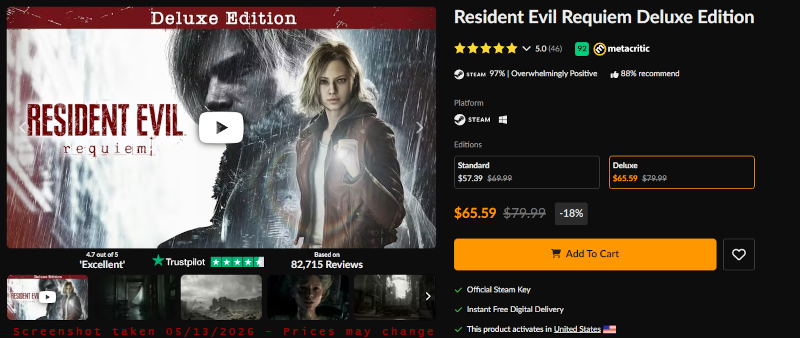 This image is a screenshot of Resident Evil Requiem for sale on Fanatical and if you click it, you'll be using our affiliate link to jump straight to the page shown in the image.