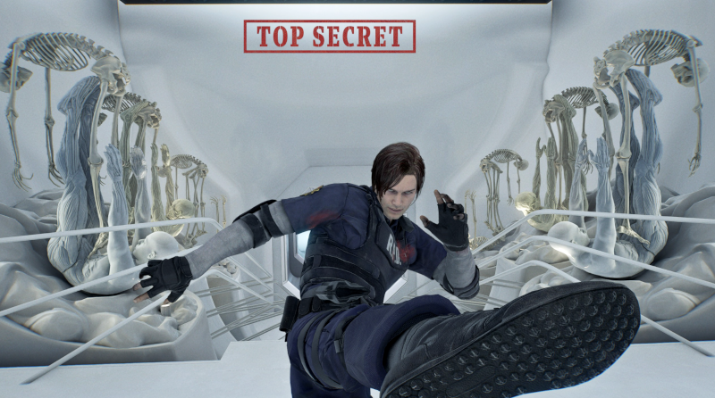 Resident Evil Requiem photo mode - TOP SECRET Leon Kennedy kick haha