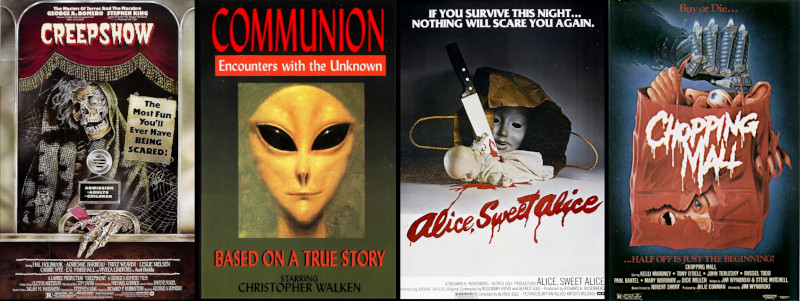 2 horror vhs covers creepshow communion alice sweet alice chopping mall