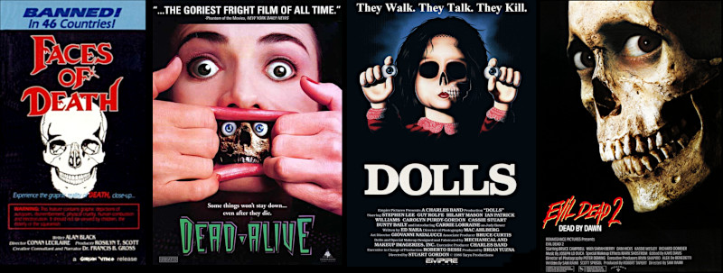 4 horror vhs covers faces of death braindead dolls evil dead ii