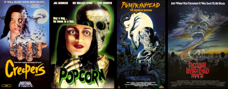 9 horror vhs covers phenomena creepers popcorn pumpkinhead return of the living dead ii