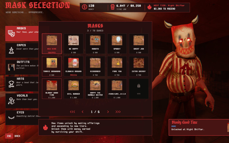 4 Happys Humble Burger Cult customization options